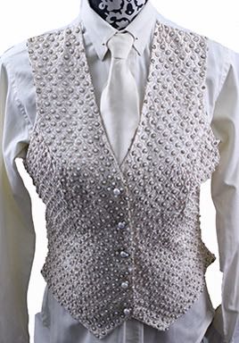 Vest Marsha DeArriaga Ivory and Pearl Beaded Brocade