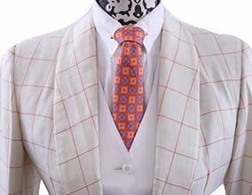 Day Coat Becker Brothers Ivory with Coral Windowpane