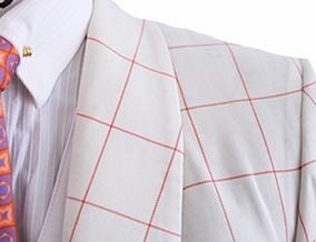 Day Coat Becker Brothers Ivory with Coral Windowpane