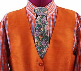 Shirt DeRegnaucourt Orange and Blue Box Check