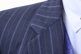 Day Suit Becker Brothers Steel Grey with Cream and Ice Blue Pinstripe