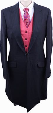 Becker Brothers Black and Red Dot Pinstripe Day Suit