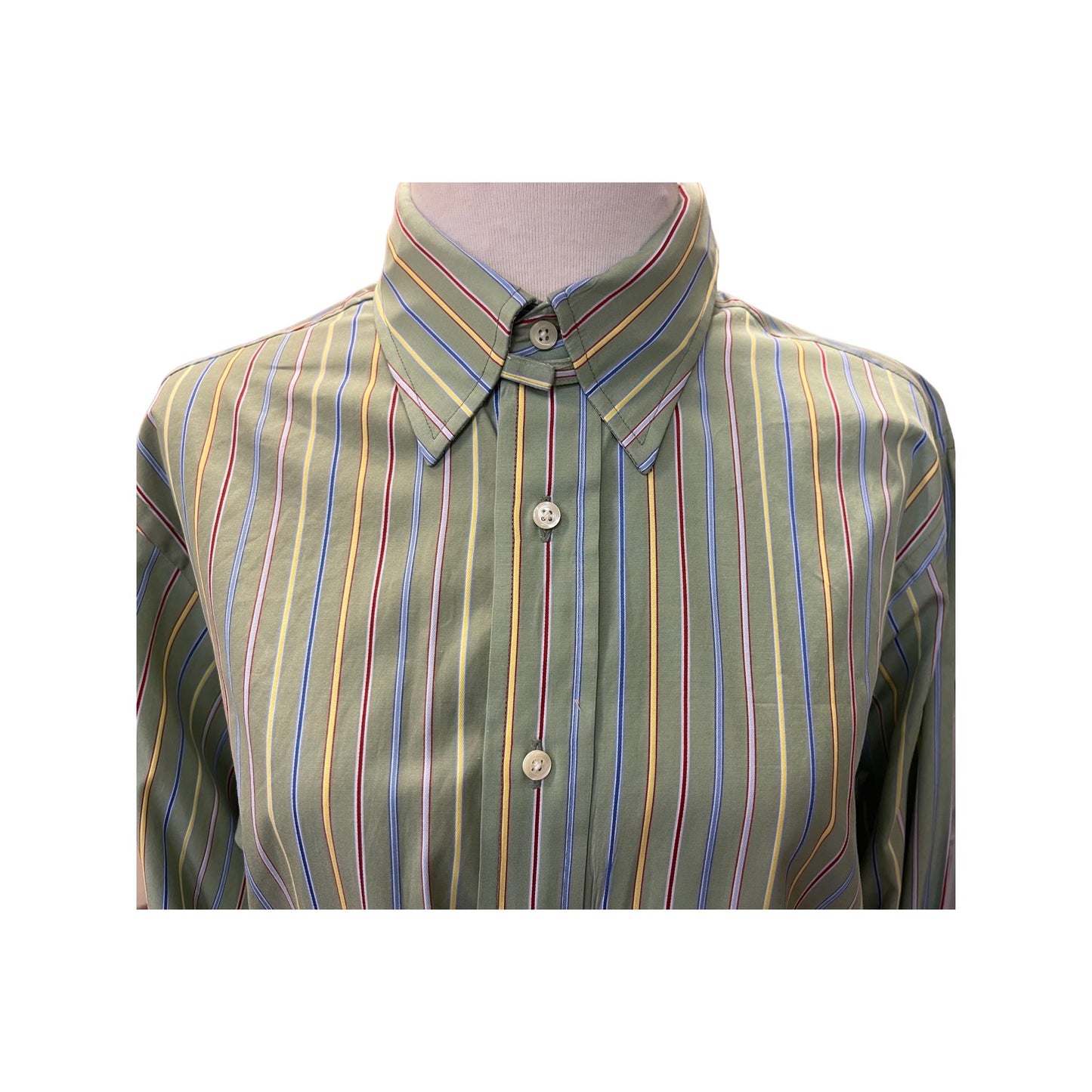 Shirt Frierson Green with Red, Blue and Yellow Stripe