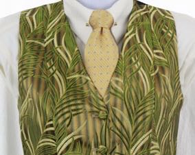 Vest Chavez Brown and Green Leaf Pattern