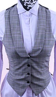 Formal Vest, Linda Webber, Grey and Purple Glen Plaid Formal Vest