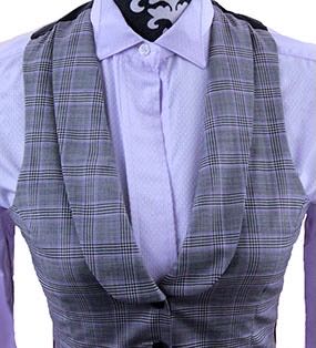 Formal Vest, Linda Webber, Grey and Purple Glen Plaid Formal Vest