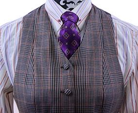 Shirt, Custom Clothes Corp, Cream Shirt with Purple, Orange, and Tone on Tone Stripe