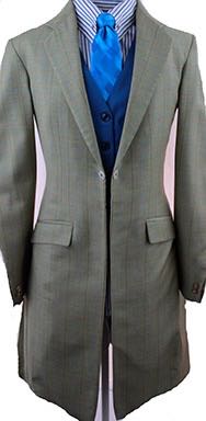 Day Suit, Meyers, Sagey Gold with Lt Blue and Orange windowpane