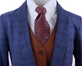 Day Coat Marsha DeArraiga Medium Blue with Copper Windowpane