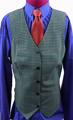 Vest Linda Weber Sage and Orange Windowpane