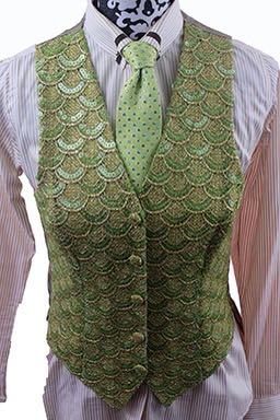 Vest Frierson Gold and Lime Sequin Brocade