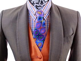 Day Coat Victors Brown Herringbone with Blue/Orange Windowpane