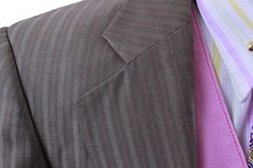 Day Suit Frierson Taupe Sheen Shadow Stripe with Coral Pinstripe