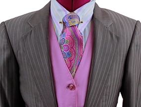 Day Suit Frierson Taupe Sheen Shadow Stripe with Coral Pinstripe