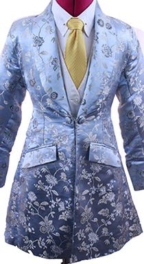 Day Coat Custom Light Blue with Gold and Black Brocade