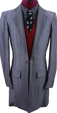 Day Suit Becker Brothers Silver Sheen with Black Pinstripe