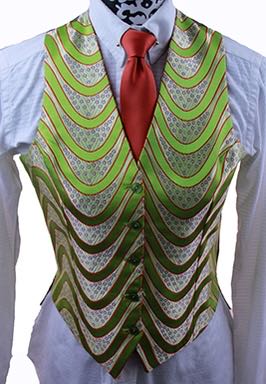 Vest Show Season Reversible Red Brocade/Lime Brocade