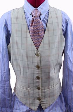 Vest Becker Brothers Cream with Rose and Coral Windowpane