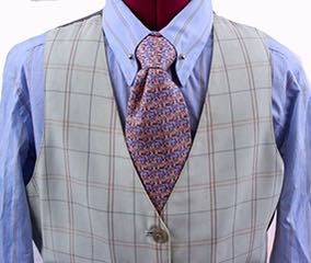 Vest Becker Brothers Cream with Rose and Coral Windowpane