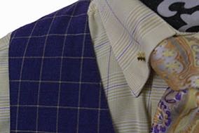 Vest Carl Meyers Periwinkle with Yellow Windowpane