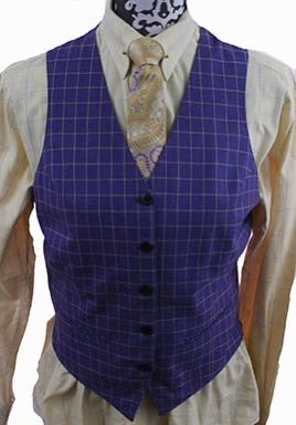 Vest Carl Meyers Periwinkle with Yellow Windowpane