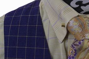 Shirt Individualized Yellow Shirt with Periwinkle Windowpane