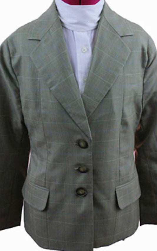 Hunt Coat Marsha DeArriaga Sage with Blue and Cream Windowpane